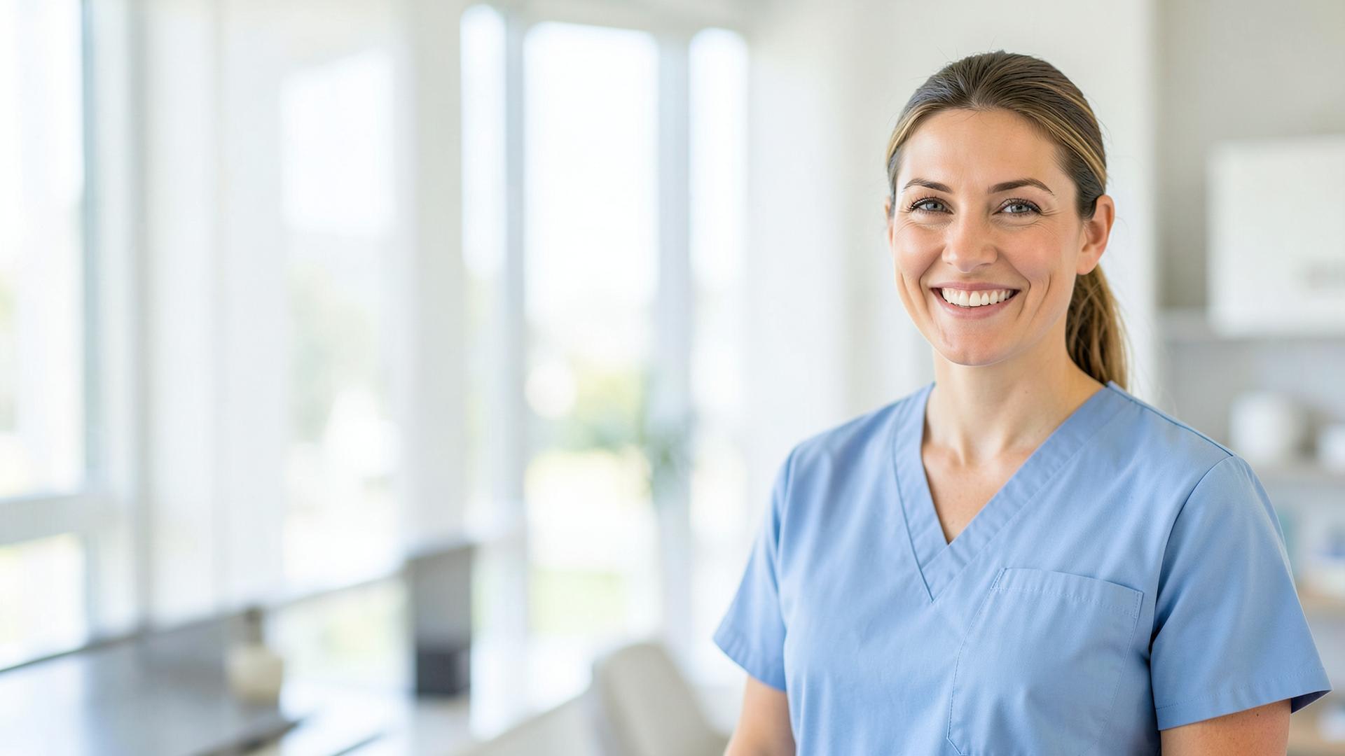 Healthcare professional in a bright workplace